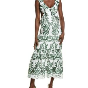 Zara Green Floral Ruffle Dress